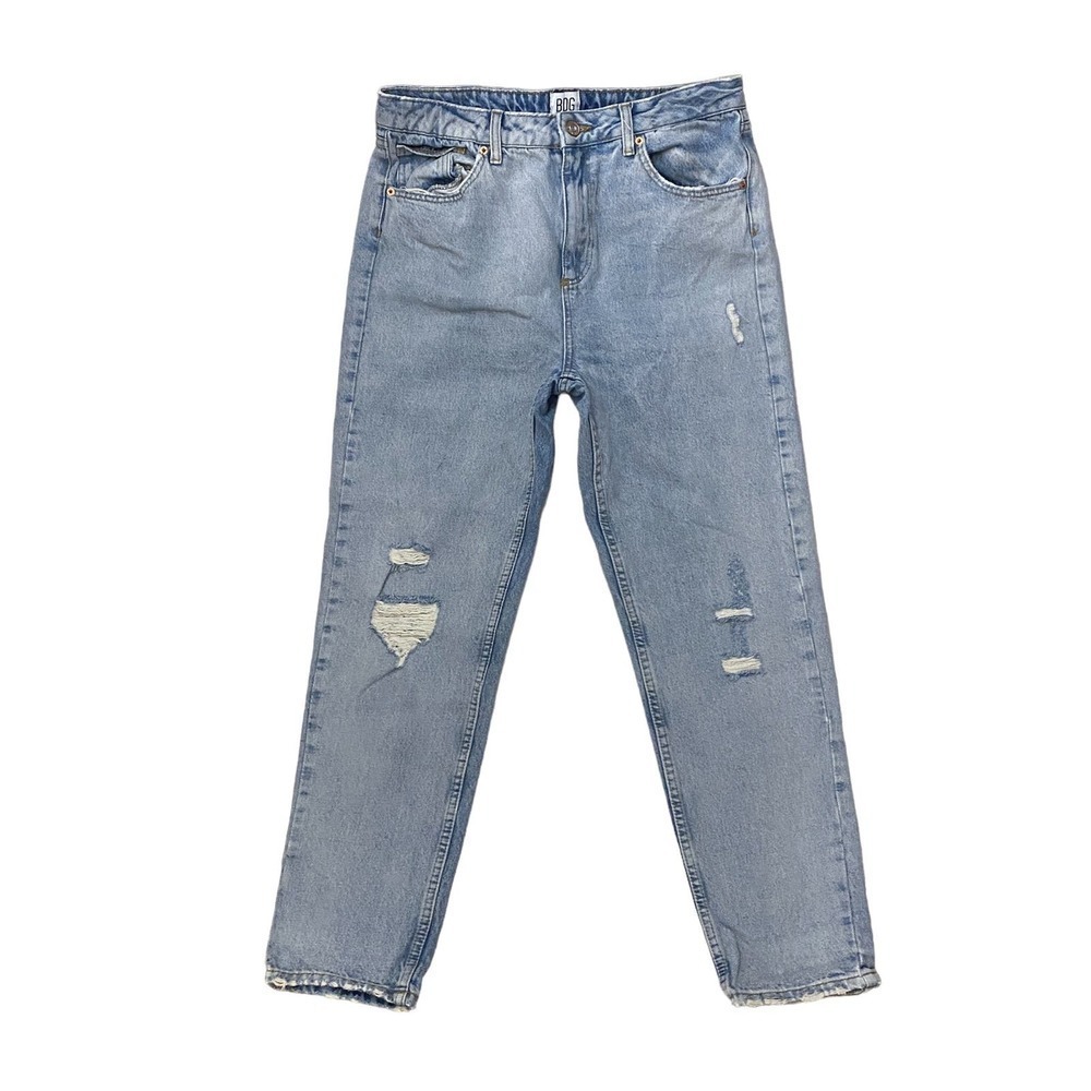 BDG Womens Blue High Rise Distressed Leg Cotton Vintage Wash Mom Jeans 32x32